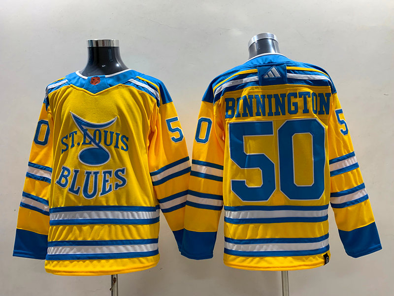 Men's St. Louis Blues Jordan Binnington #50 Yellow Breakaway Jersey